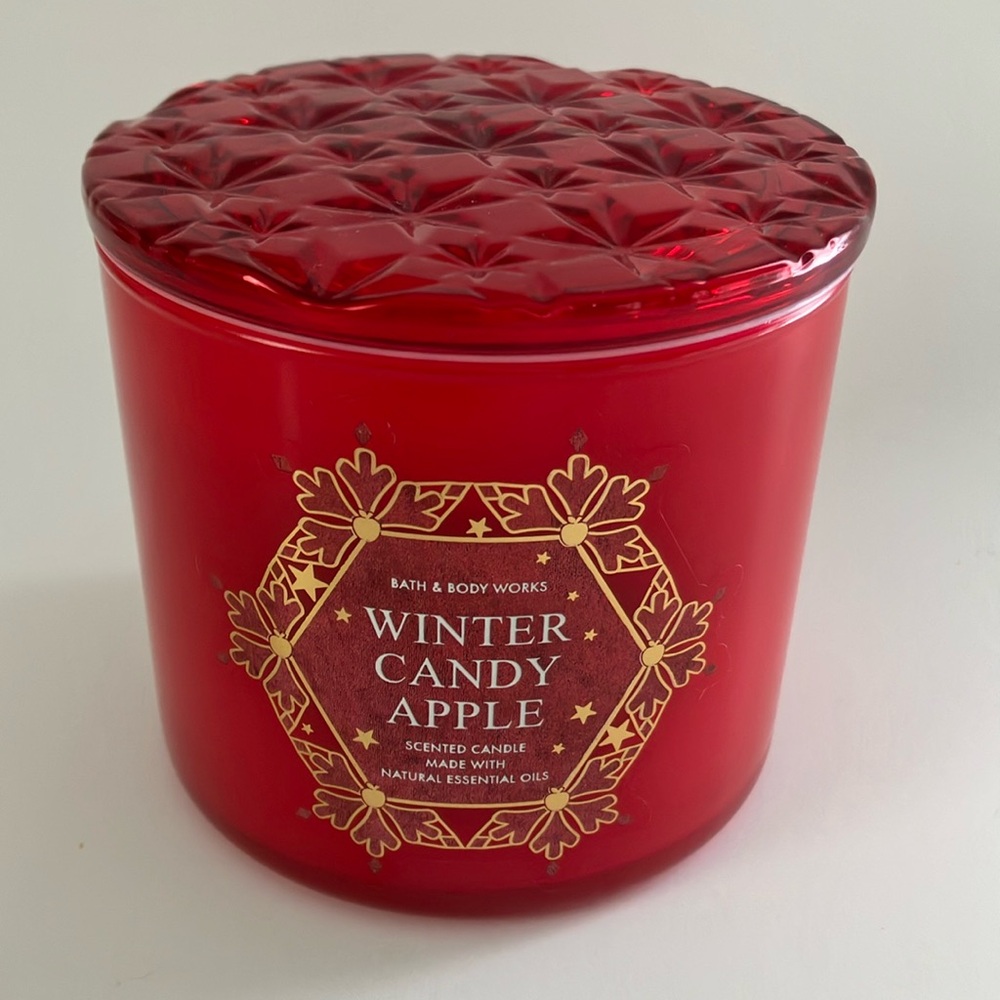 🎄BATH & BODY WORKS WINTER CANDY APPLE 3 -WICK SCENTED CANDLE 🕯️NWT‼️